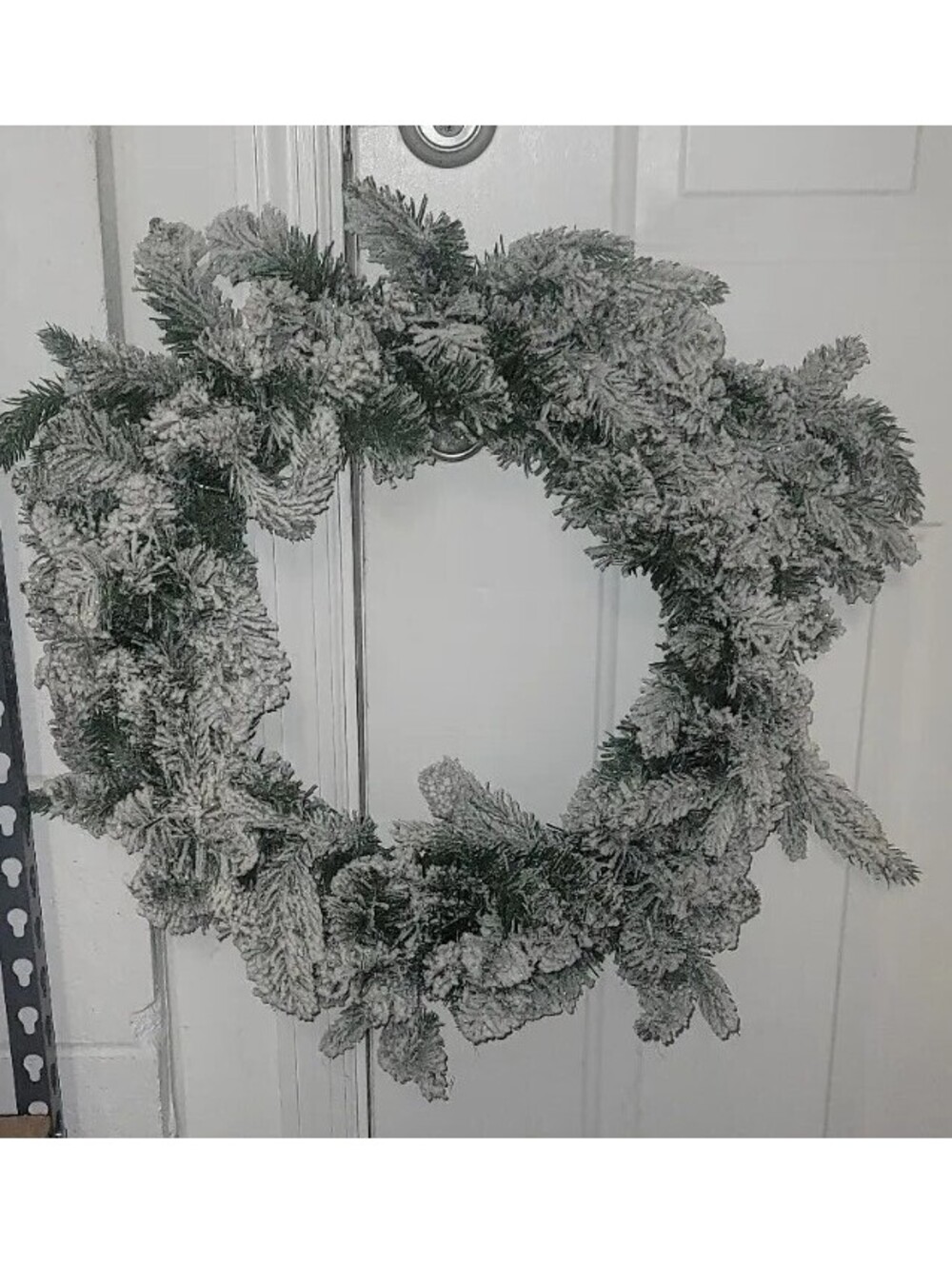 AT HOME 24" BRIDGERTON CHRISTMAS WREATH SNOW COVERED GREEN NEW